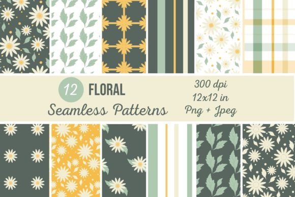 12 Floral Seamless Patterns for Creative Projects and Design Needs
