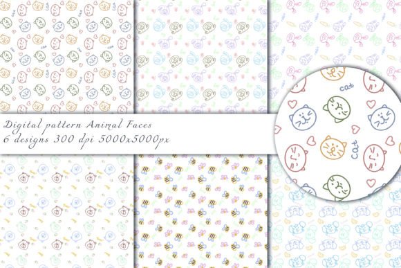 Animal Faces Seamless Patterns Set: A Versatile Design Resource for Creative Projects