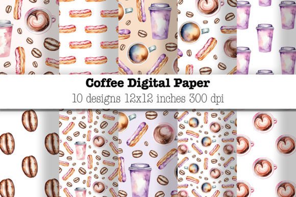 Coffee Digital Paper Pack JPG Patterns