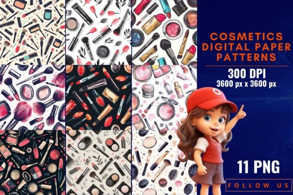 Cosmetics Digital Paper Patterns: Elevate Your Creative Projects with Glamour and Elegance