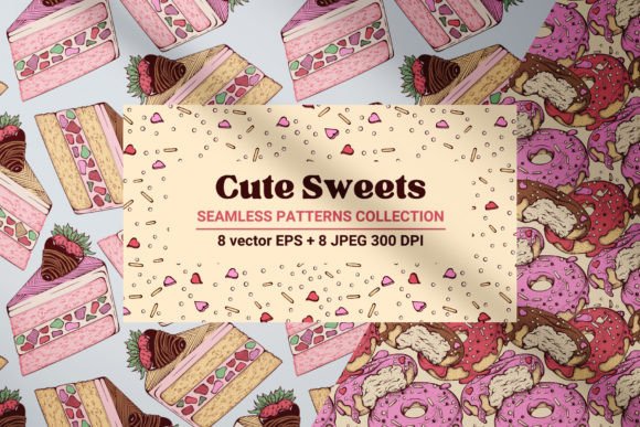 Cute Sweets Vector Patterns Collection
