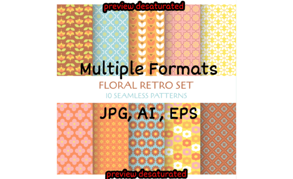 Enhance Your Projects with 10 Seamless Patterns Floral Retro Set
