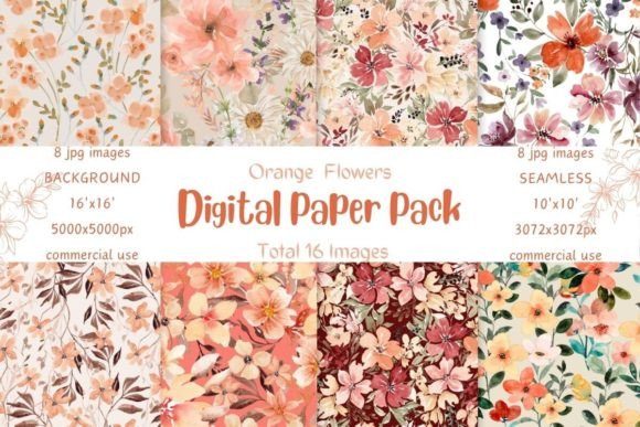 Exploring the Beauty and Utility of Eight Orange Flowers Seamless Patterns