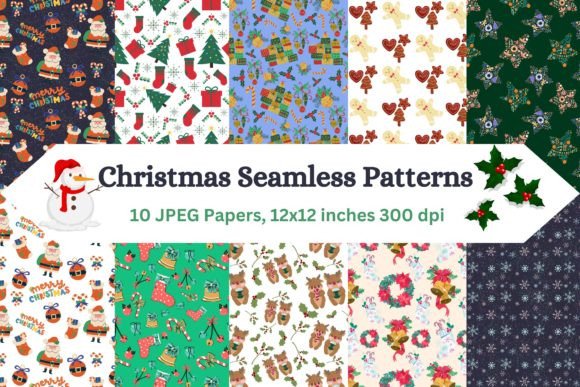 Festive Flair 10 Christmas Patterns: A Digital Paper Collection for Creative Projects