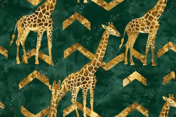 Giraffes with Golden Geometric Patterns: A Fusion of Art, Design, and Modern Aesthetics