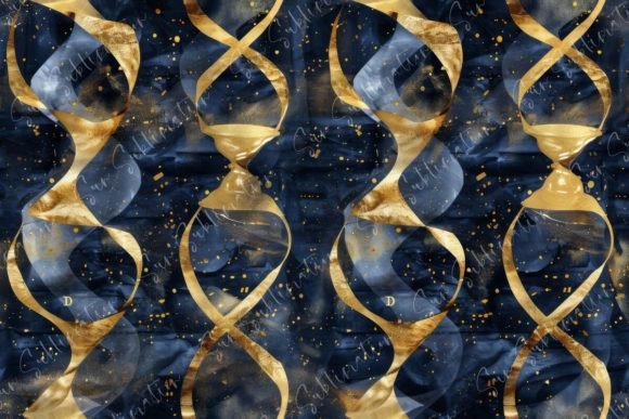 Golden Dnhelix Patterns on Dark Blue