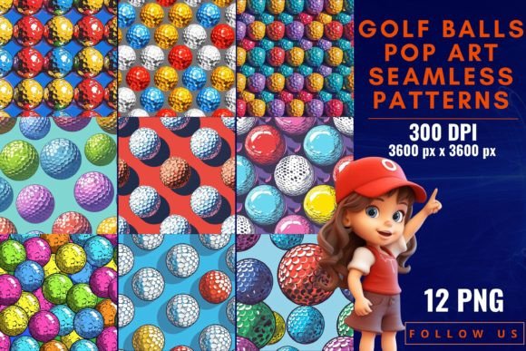 Golf Balls Pop Art Seamless Patterns