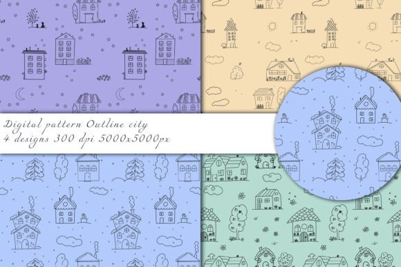 Outline City Seamless Patterns Set: A Versatile Design Resource for Creative Projects