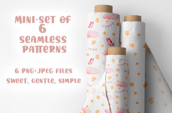 Seamless Watercolor Baby Patterns Set