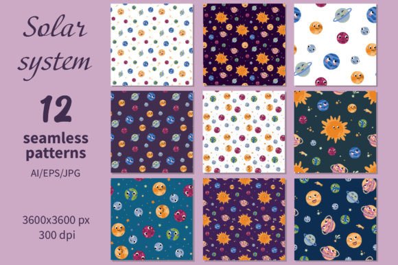 Solar System - Paper Seamless Patterns
