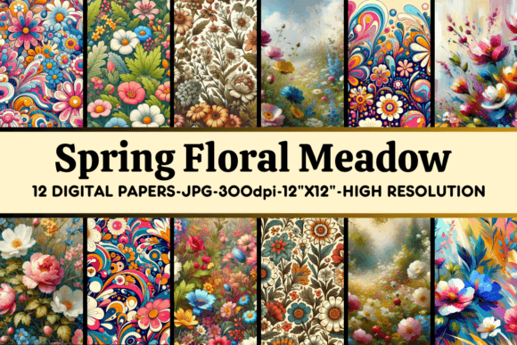 Spring Floral Meadow Seamless Patterns