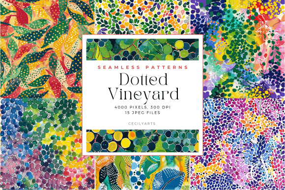 Unlock Creativity with Dotted Vineyard Seamless Patterns for Digital Crafting