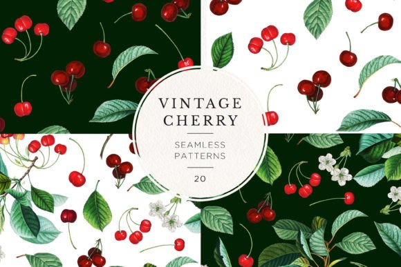 Vintage Red Cherry Seamless Patterns for Design Projects